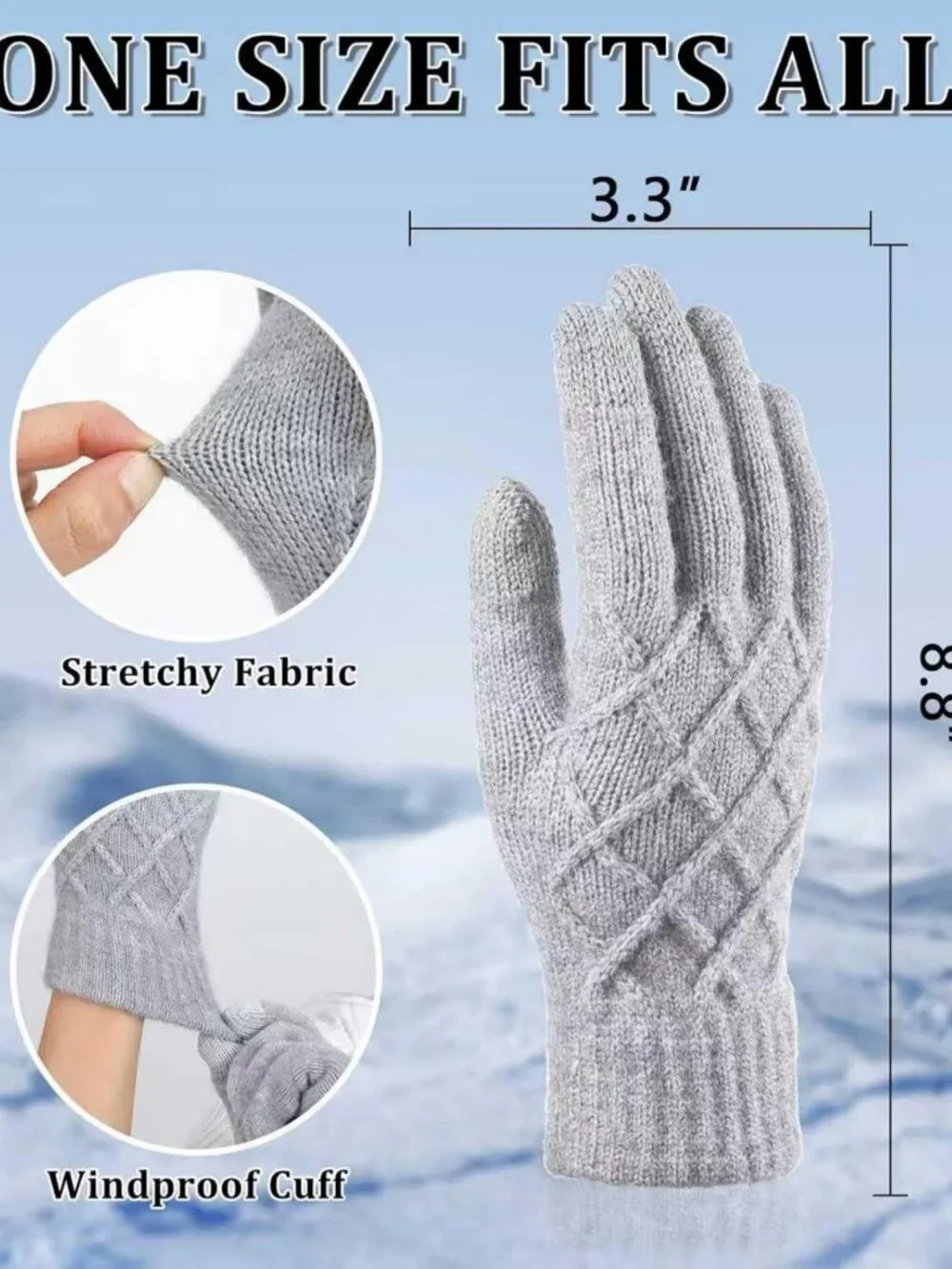 Cozy Thermal Knit Winter Gloves for Women - 3 Pairs Touchscreen, Warm & Elastic